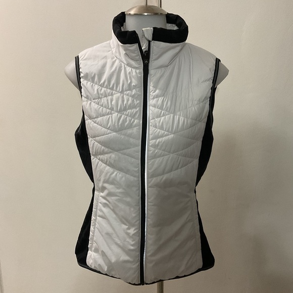 Lole Icy White Black  Down Puffer Vest Size M - Picture 1 of 11